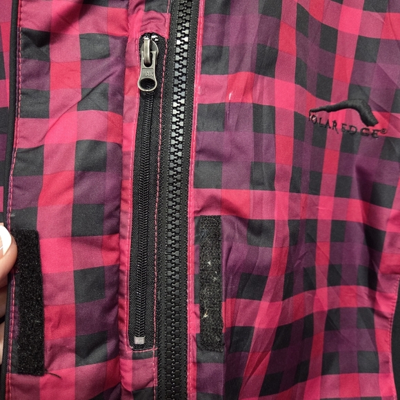 Polar Edge Women Nylon Fleece-lined Pink & Black Plaid Ski Jacket Size Medium - Picture 6 of 16